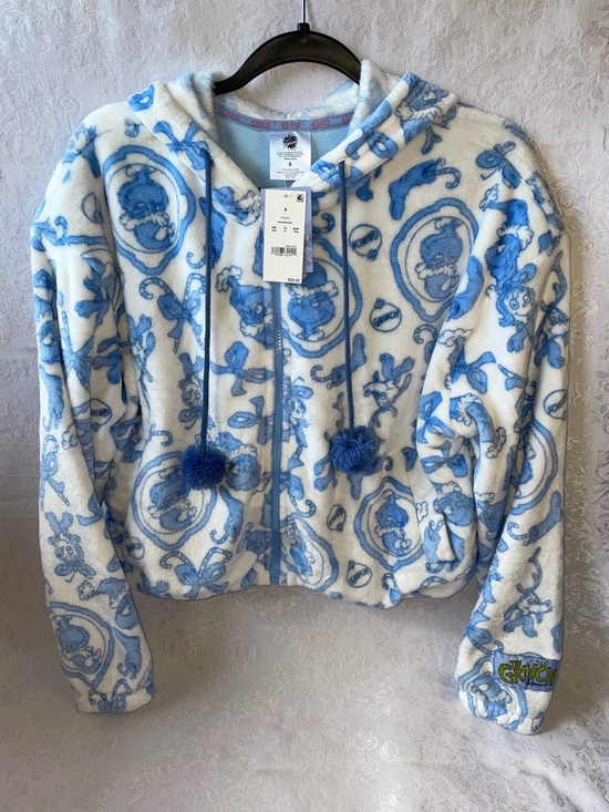 Dr. Seuss Other - NWT The Grinch Women’s Blue & White Fleece Hooded Jacket.  Size Small.